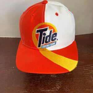 Vintage Tide Racing Team Snapback Hat Red & White Color Block Made In USA X3